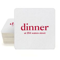 Big Word Dinner Square Coasters