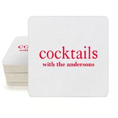 Big Word Cocktails Square Coasters