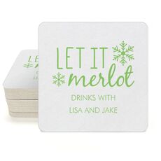 Let It Merlot Square Coasters