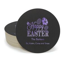 Happy Easter Eggs Round Coasters