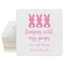 Hanging With My Peeps Easter Square Coasters