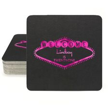 Welcome Marquee Square Coasters