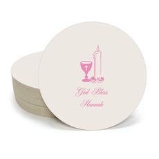 Chalice and Candle Round Coasters