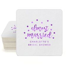 Confetti Dots Almost Married Square Coasters