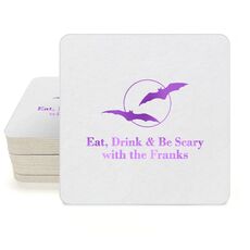 Full Moon with Bats Square Coasters