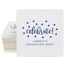 Confetti Dots Celebrate Square Coasters
