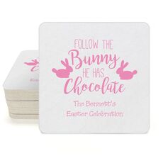 Follow The Bunny Square Coasters