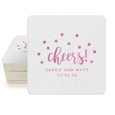 Confetti Dots Cheers Square Coasters