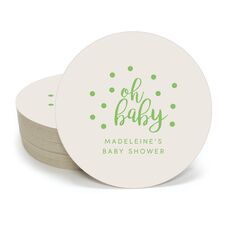 Confetti Dots Oh Baby Round Coasters