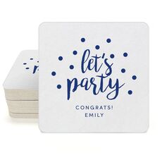 Confetti Dots Let's Party Square Coasters