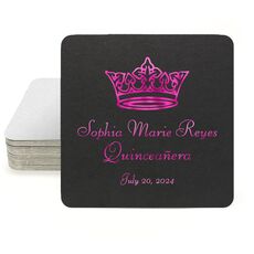 Delicate Princess Crown Square Coasters