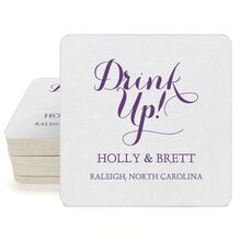 Drink Up Square Coasters