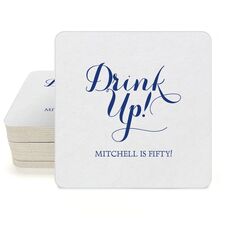 Drink Up Square Coasters