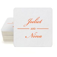 Duo Name Square Coasters