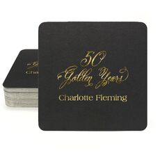 Elegant 50 Golden Years Square Coasters