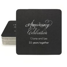 Elegant Anniversary Celebration Square Coasters