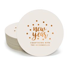 Confetti Dots New Year Round Coasters