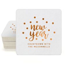 Confetti Dots New Year Square Coasters