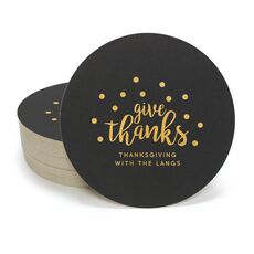 Confetti Dots Give Thanks Round Coasters
