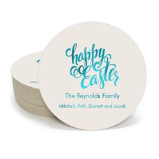 Calligraphy Happy Easter Round Coasters