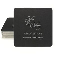 Elegant Mr. & Mrs. Square Coasters