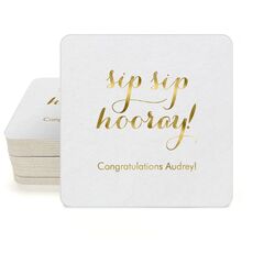 Elegant Sip Sip Hooray Square Coasters