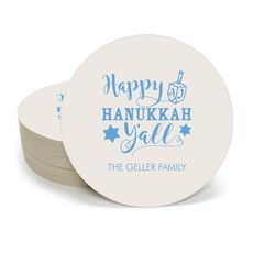 Happy Hanukkah Y'all Round Coasters