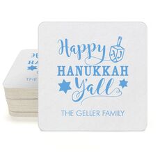 Happy Hanukkah Y'all Square Coasters