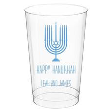Happy Hanukkah Menorah Clear Plastic Cups