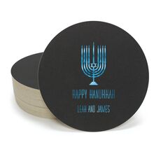 Happy Hanukkah Menorah Round Coasters