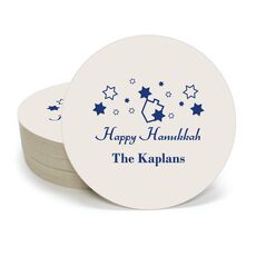 Happy Hanukkah Round Coasters