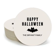 Happy Halloween Bat Round Coasters