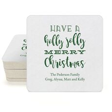 Holly Jolly Christmas Square Coasters