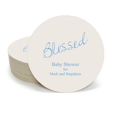 Expressive Script Blessed Round Coasters