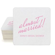 Expressive Script Almost Married Square Coasters