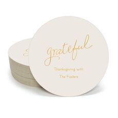 Expressive Script Grateful Round Coasters