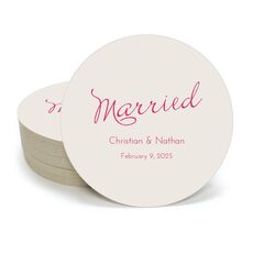 Expressive Script Married Round Coasters