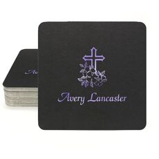 Floral Cross Square Coasters