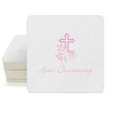 Floral Cross Square Coasters
