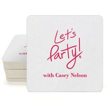 Fun Let's Party Square Coasters