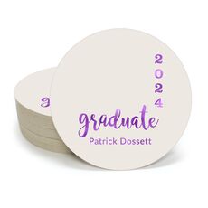 Graduate and Year Graduation Round Coasters