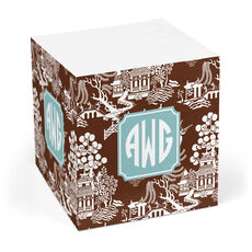 Chocolate Chinoiserie Sticky Memo Cube