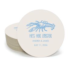 He's Her Lobster Round Coasters