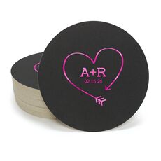 Heart Made of Arrow Round Coasters