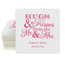 Hugs and Kisses Square Coasters