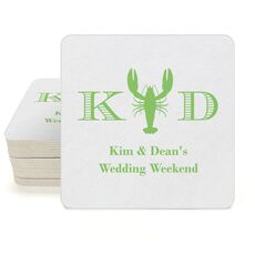 Initial Lobster Square Coasters