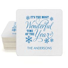 Wonderful Time of the Year Square Coasters