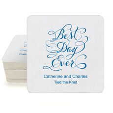 Whimsy Best Day Ever Square Coasters