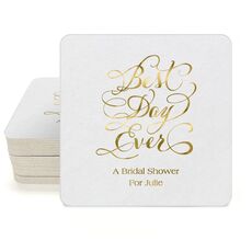 Whimsy Best Day Ever Square Coasters