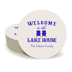 Welcome to the Lake House Round Coasters